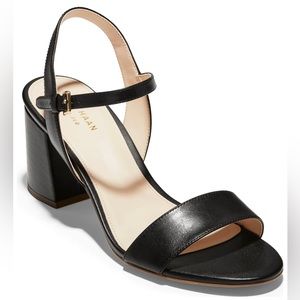 COLE HAAN Josie Block Heel Leather Sandals in Black Size 7